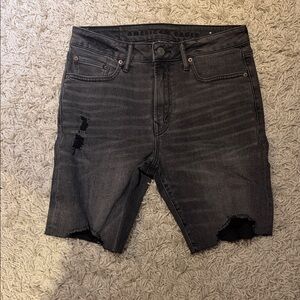 Men's American Eagle Black Distressed Denim Shorts